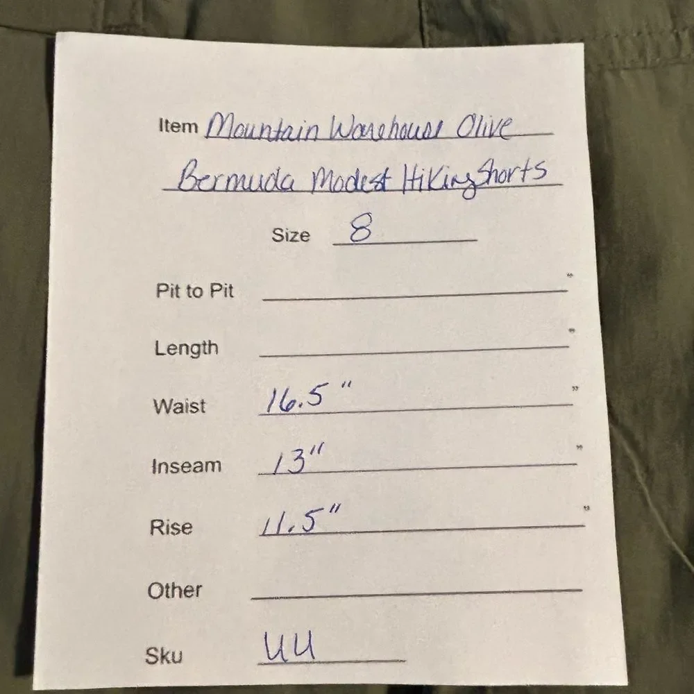Mountain Warehouse Olive Green Bermuda Hiking‎ Nylon Shorts Sz 8